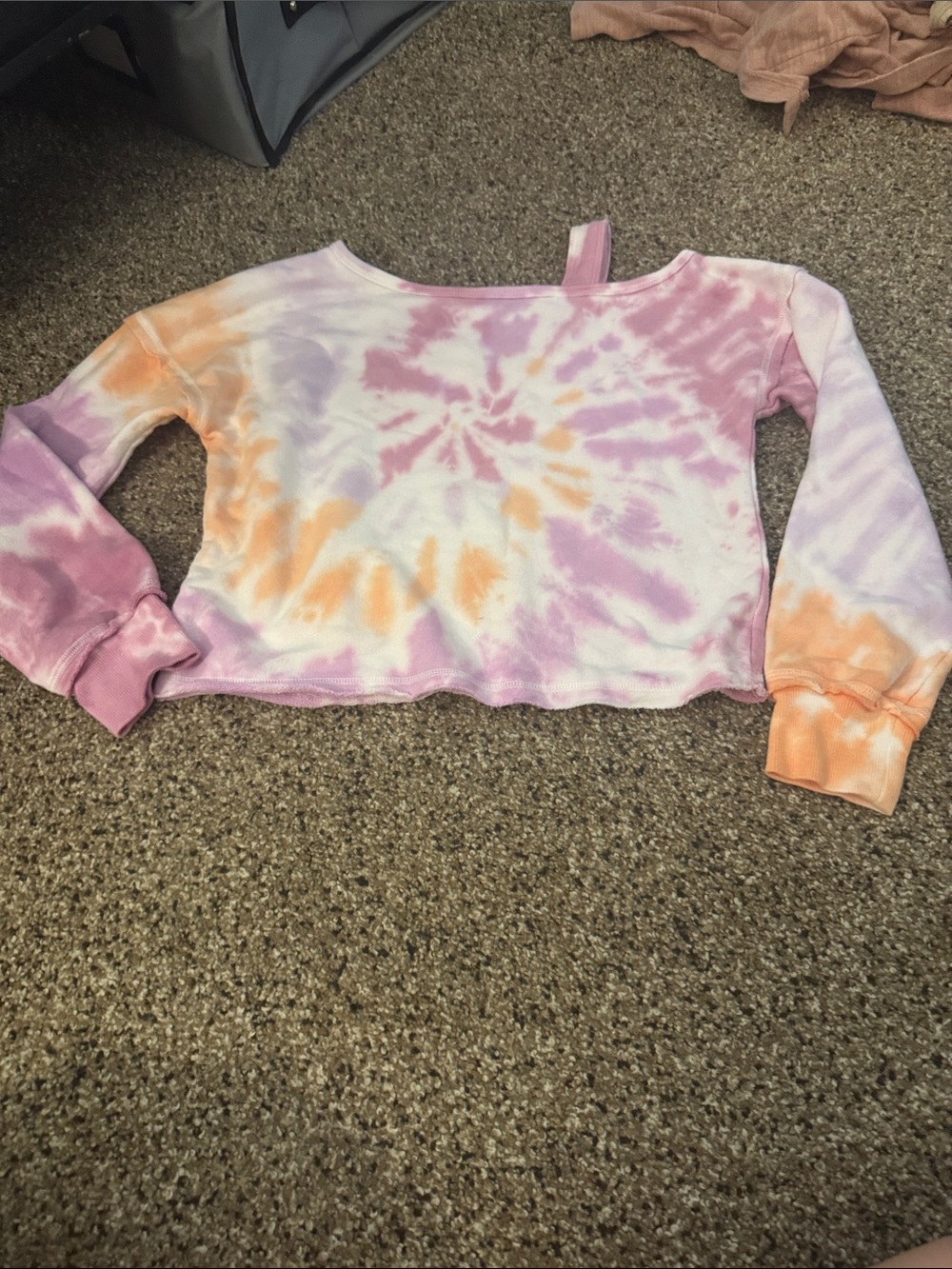 SO Girls Tie-Dye Crop Sweatshirt in Purple & Orange